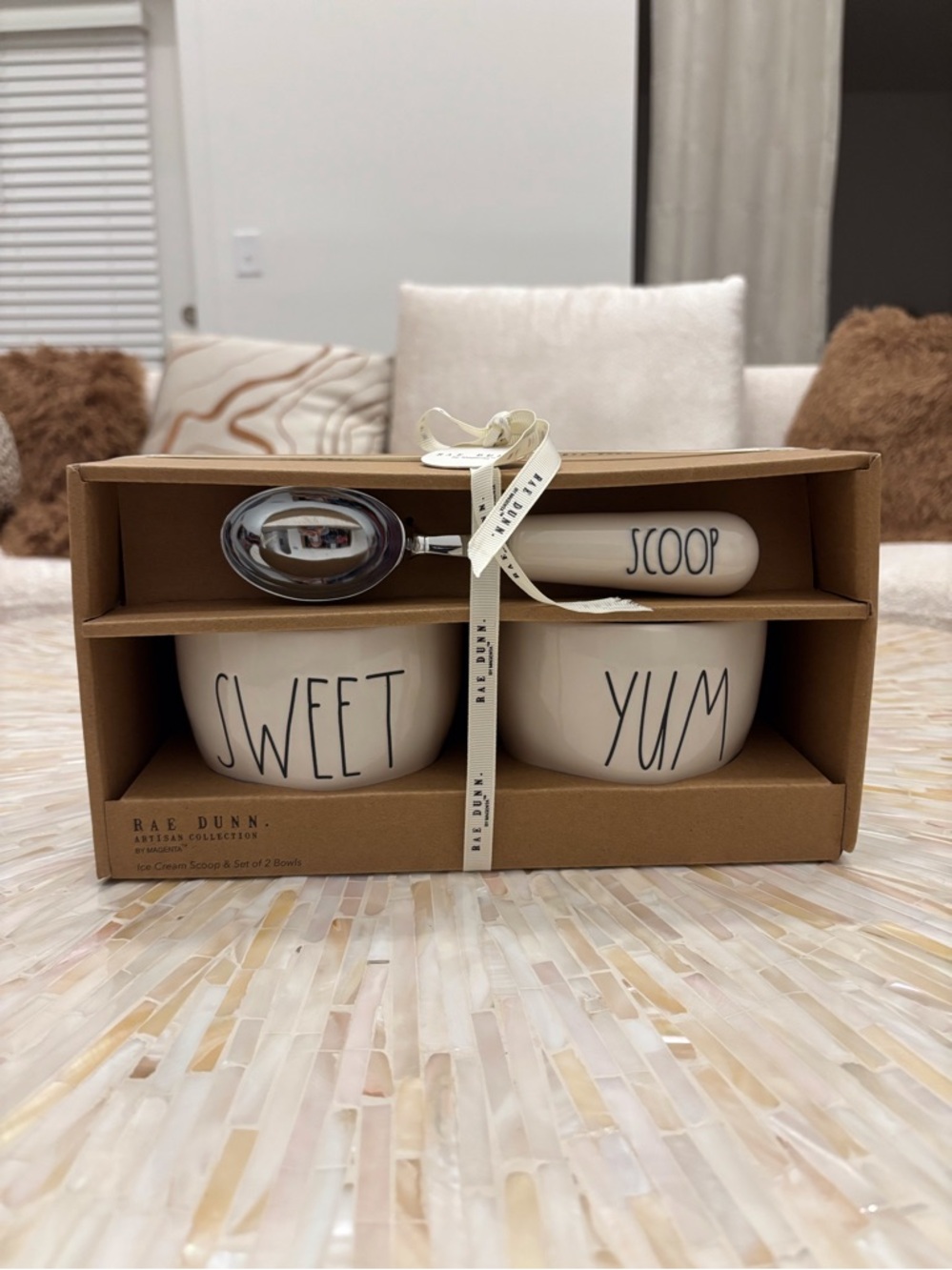 NWT Rae Dunn "SWEET" & "YUM" Ice Cream Bowls with Scoop